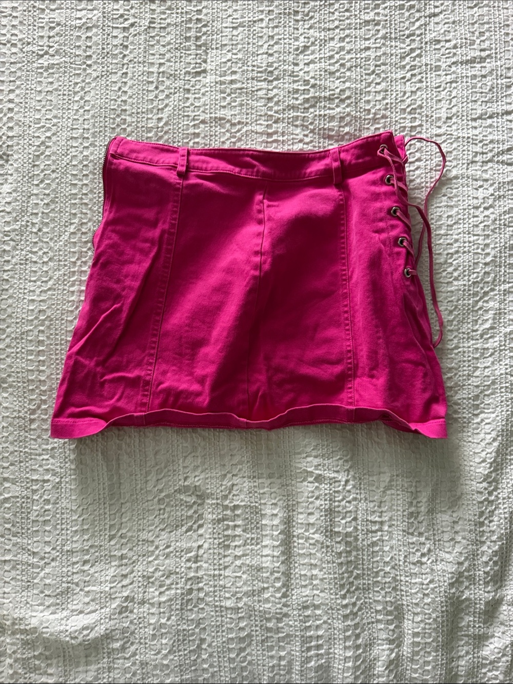 Forever 21 Bright Hot Pink Lace-Up Mini Skirt